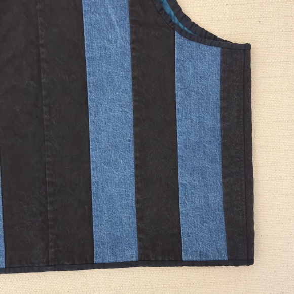 Vintage Black and Blue Striped Denim Vest - Picture 10 of 11